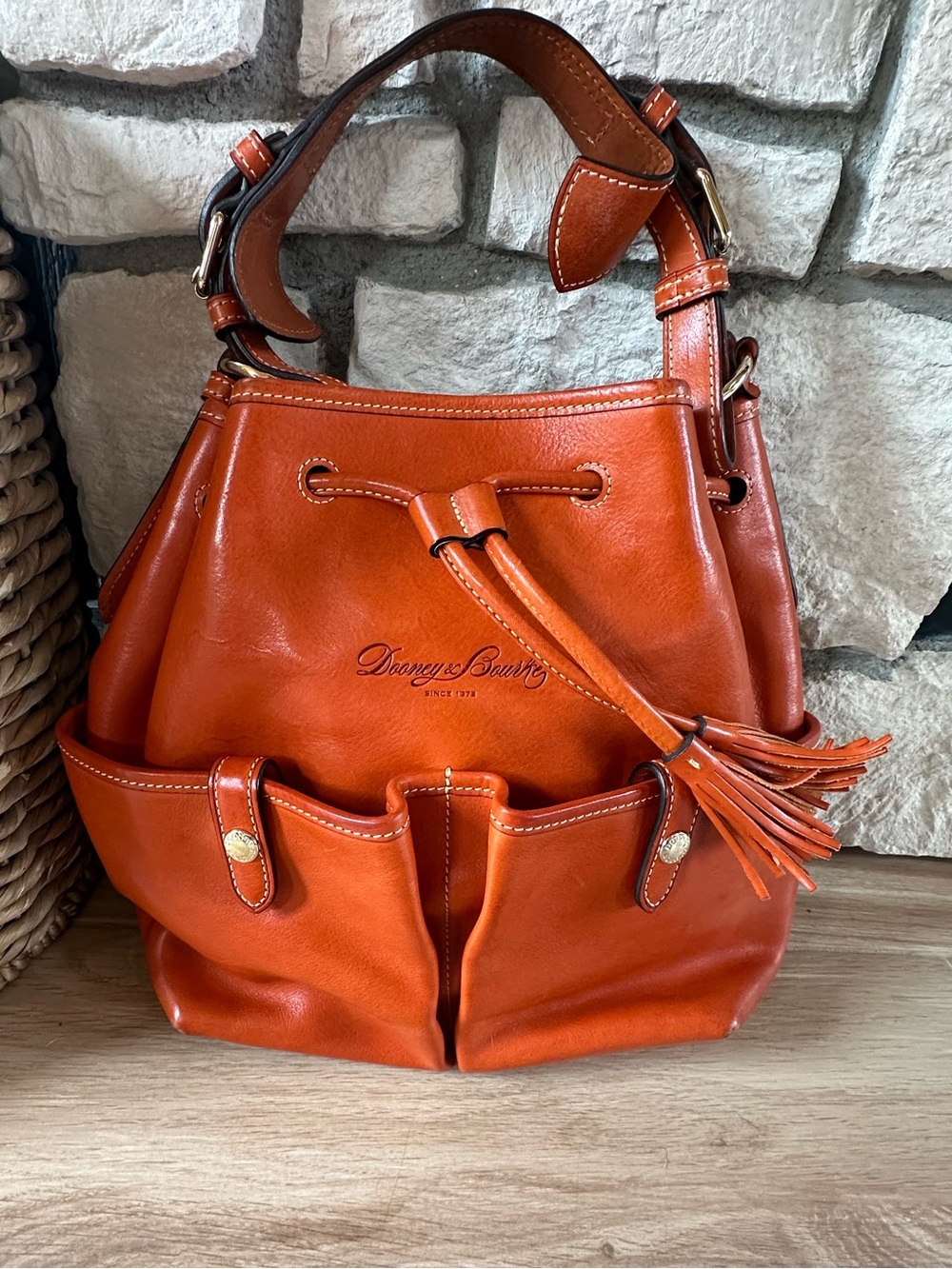Dooney & Bourke Florentine Leather drawstring Distinguished Tassel Accents - Picture 3 of 12